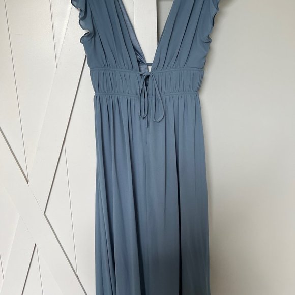 I'm All Yours Slate Blue Ruffled Maxi Dress Size Medium - Picture 3 of 5